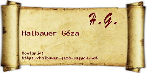 Halbauer Géza névjegykártya